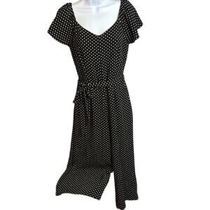 Monteau Size S - Black Polka Dot Jumpsuit
